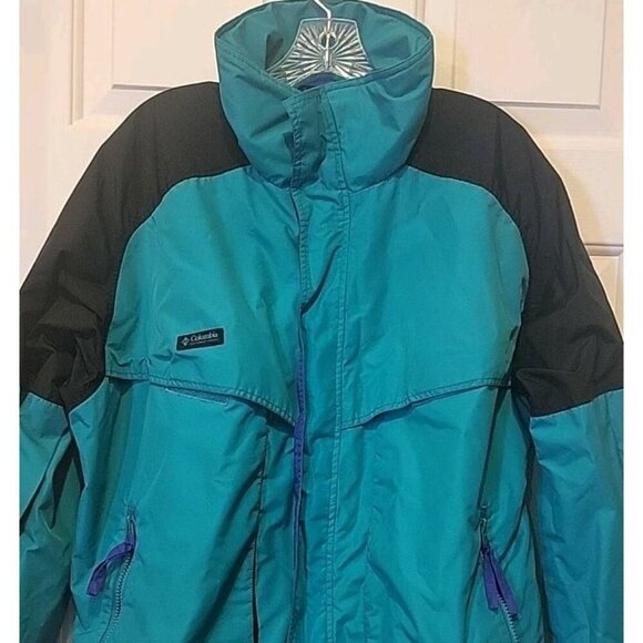 Vintage 90s Columbia Sportswear Powder Keg 3 in 1 Ski Jacket Coat Sz L Teal Purp - Picture 2 of 13